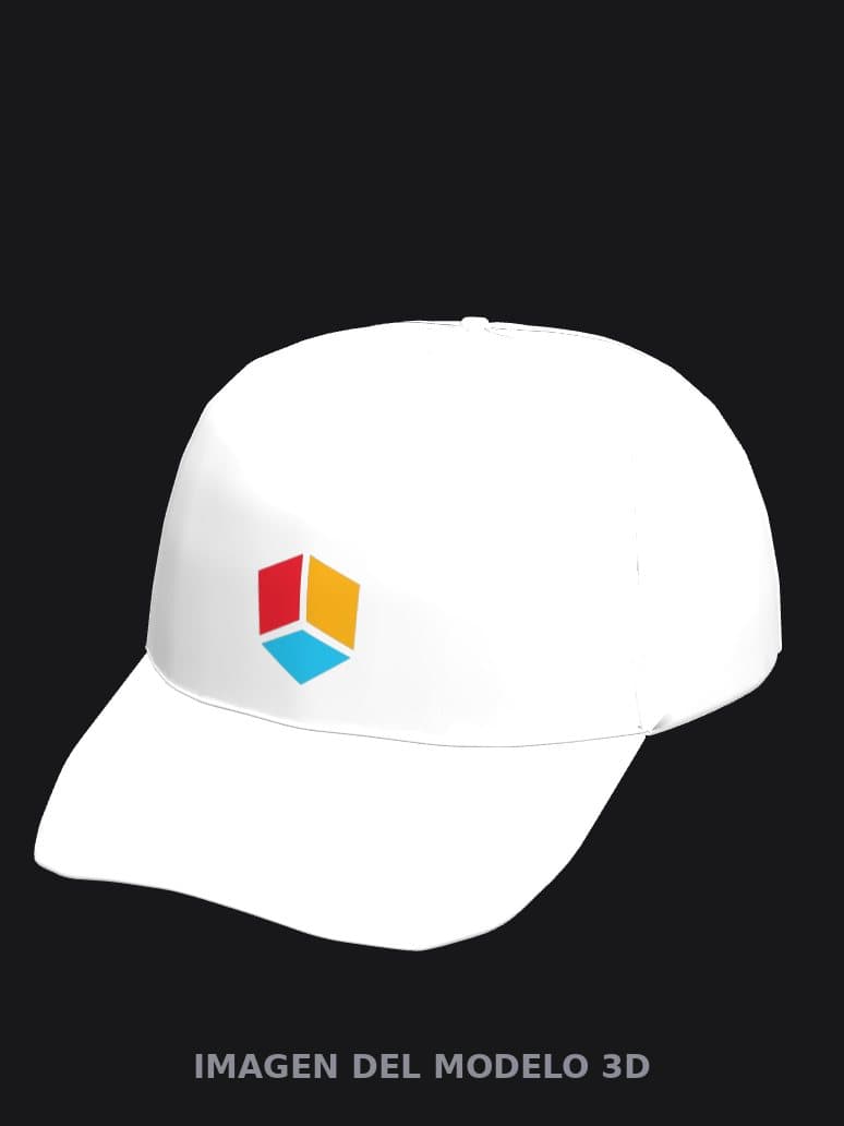 Gorro blanco con un diseño de ejemplo en el frente