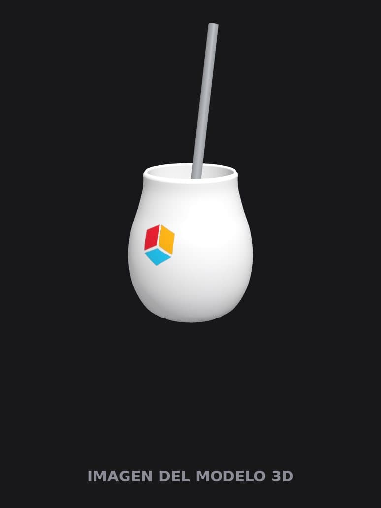 Mate de cerámica blanco con un diseño de ejemplo